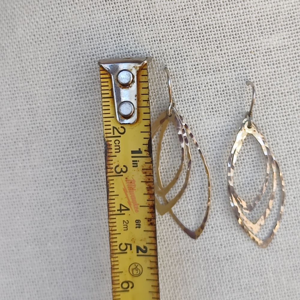 Hammered Sterling Silver Layered Earrings - Picture 2 of 4